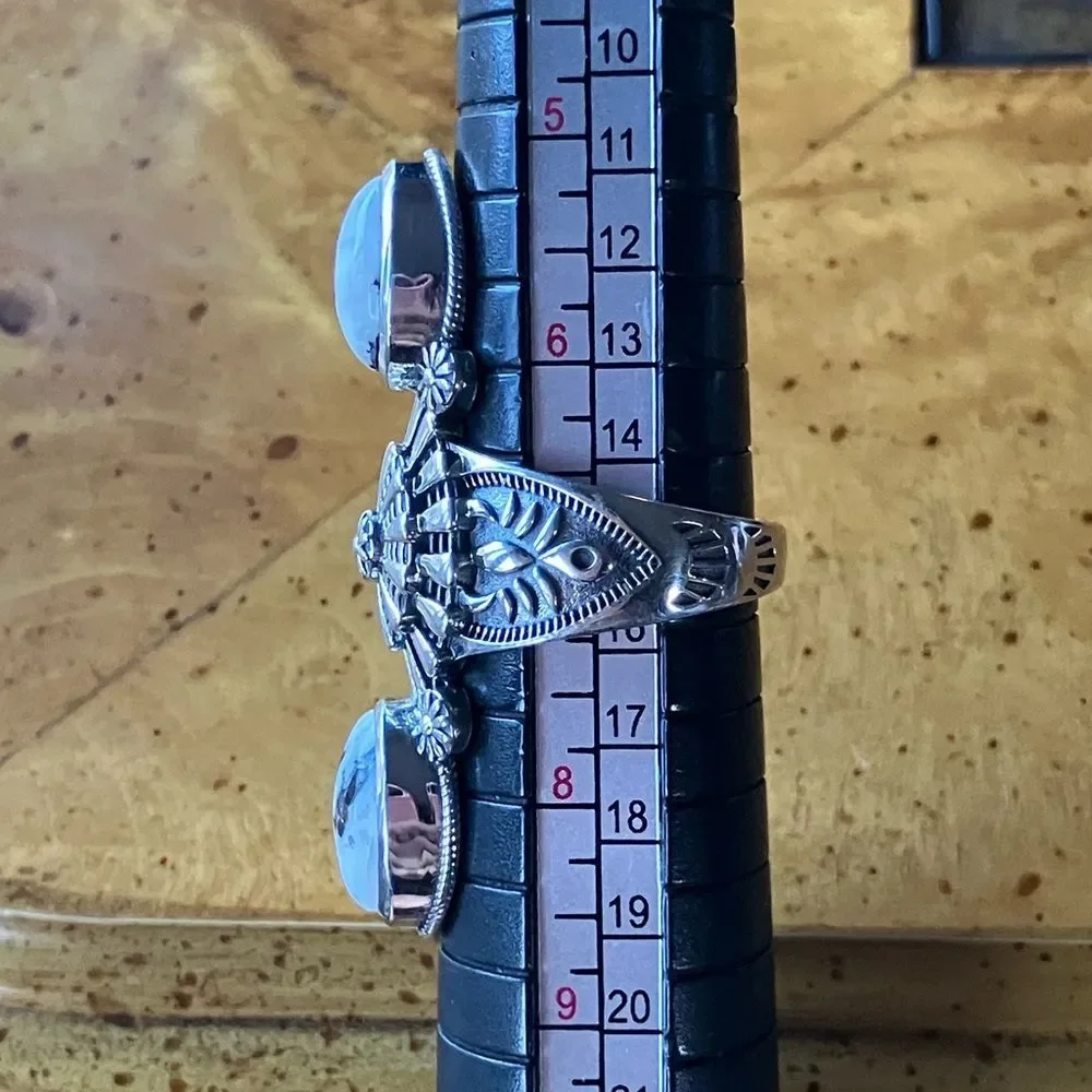 White Buffalo Turquoise Sterling Silver Ring Size 7